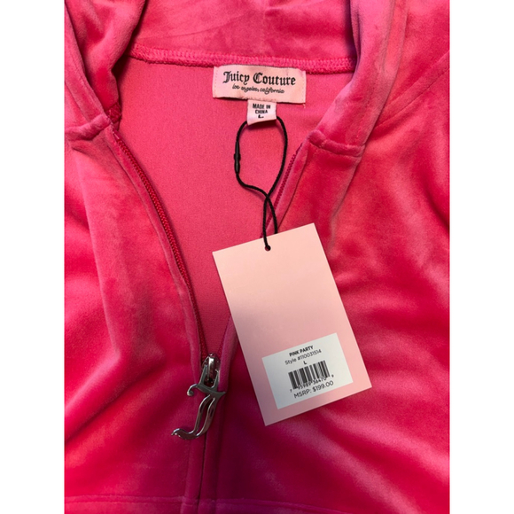 NWT Juicy Couture Bling Track Suit Color "Pink Party" Hot Size Large Y2K Glam! - Picture 3 of 9